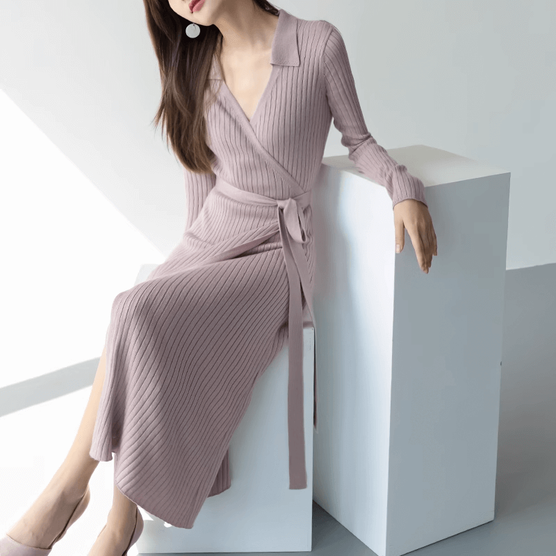 Wool Knit Polo Dress